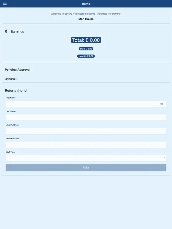 SHS - Referrals App iPad 应用截图