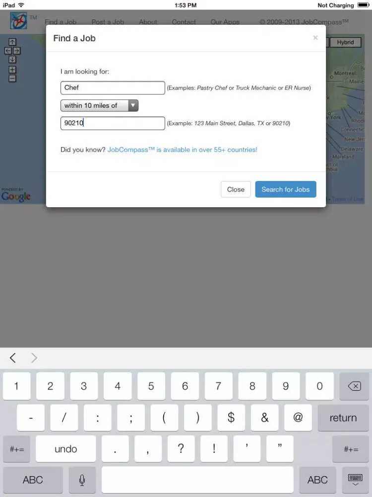 Tangkapan layar JobCompass - Find millions of jobs near you in over 55 countries iPad 