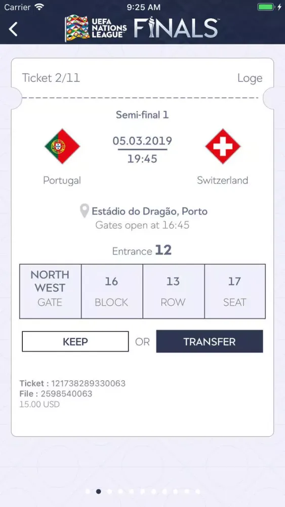 Captures d'écran de UEFA Nations League Tickets