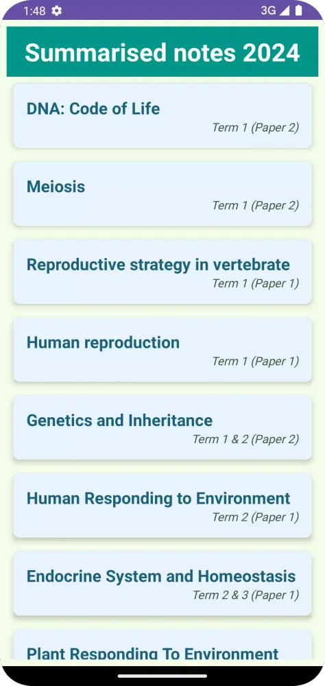 ภาพหน้าจอของ Life science grade 12 notes