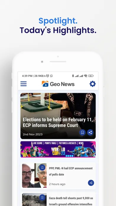 Capturas de tela do Geo News Official