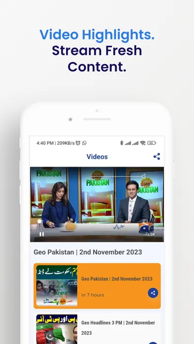 Capturas de tela do Geo News Official