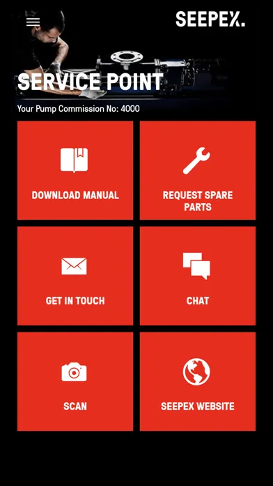 SEEPEX Service Point Screenshots