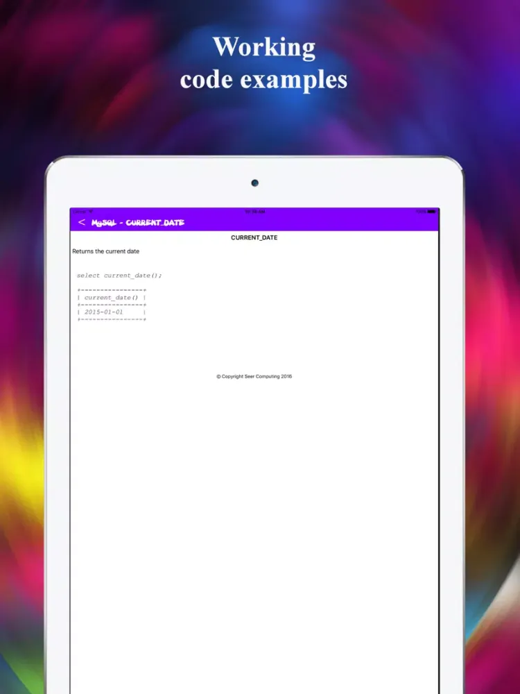 Capturas de pantalla de MySQL Functions Reference iPad