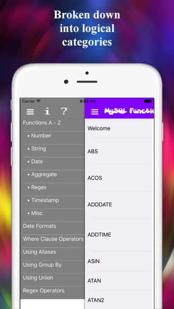 Capturas de pantalla de MySQL Functions Reference
