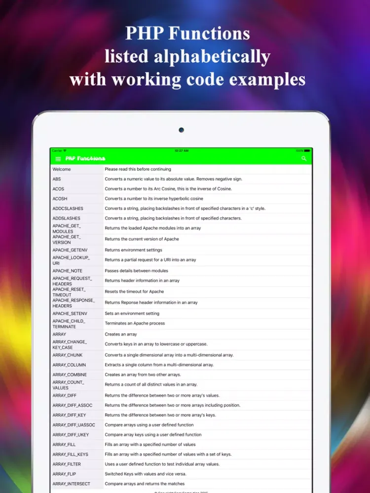 PHP Functions Reference iPad স্ক্রিনশট