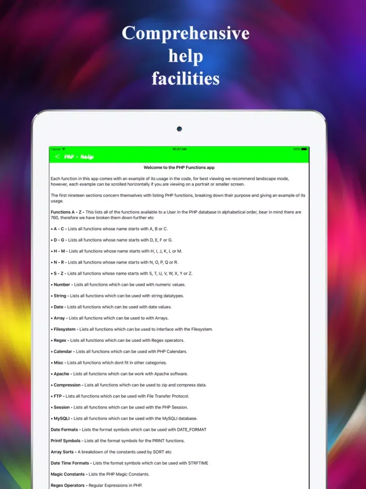 PHP Functions Reference iPad স্ক্রিনশট