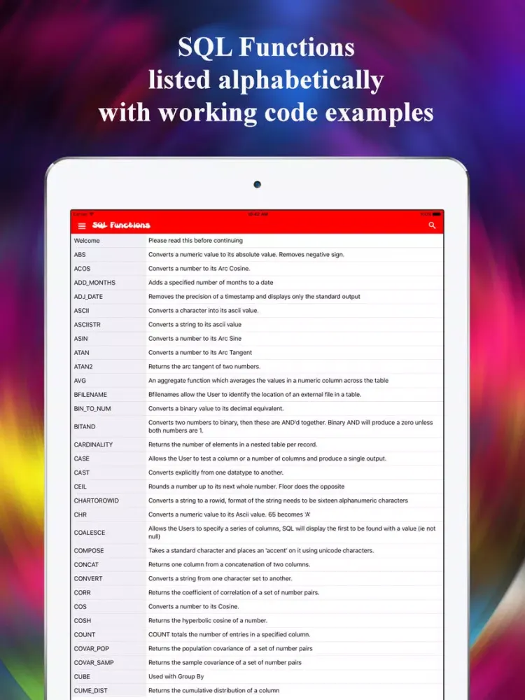 SQL Functions Reference iPad স্ক্রিনশট
