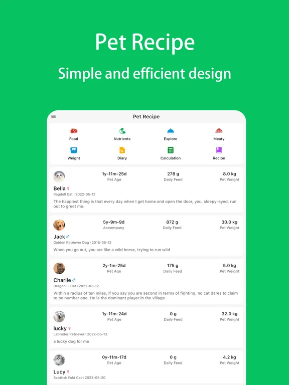 Pet Recipe iPad  Screenshots