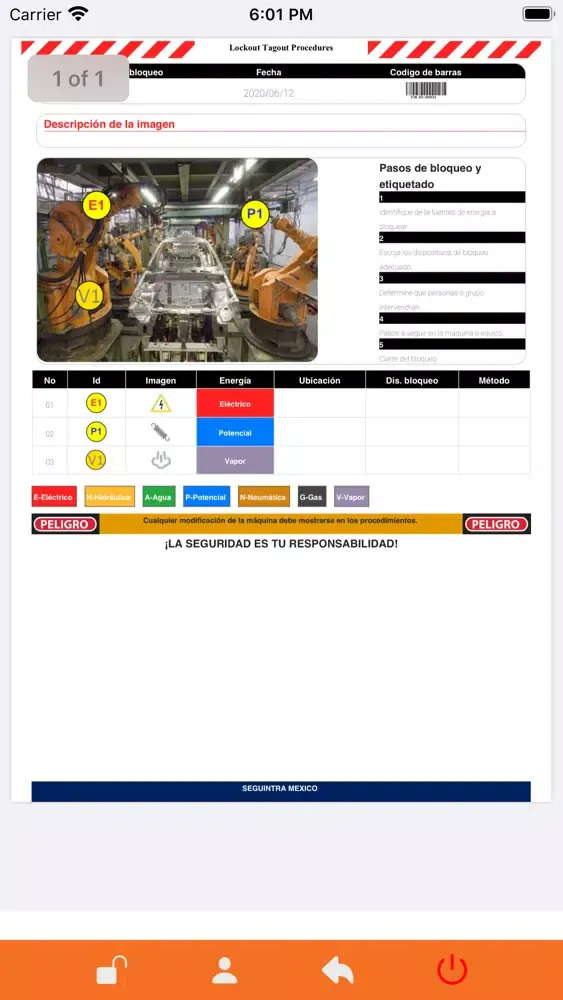 Zrzuty ekranu Lock out – Tag out (LOTO)