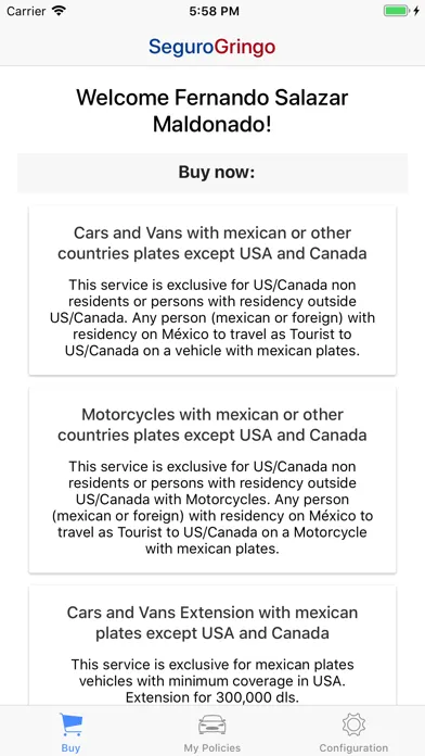 SeguroGringo Auto Insurance Screenshots