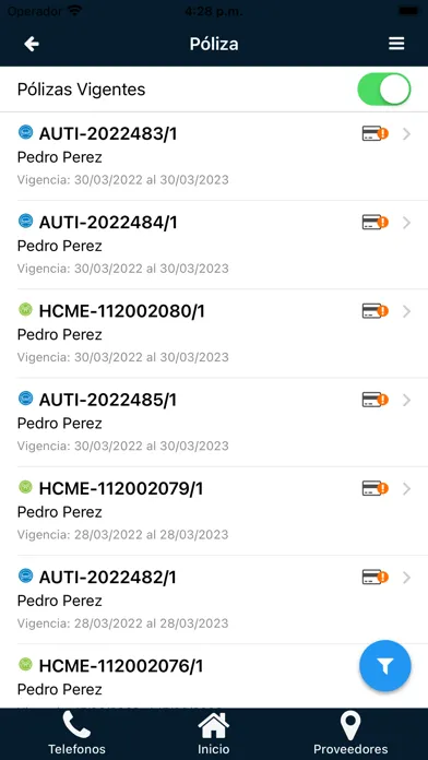 Capturas de tela do Asegurado
