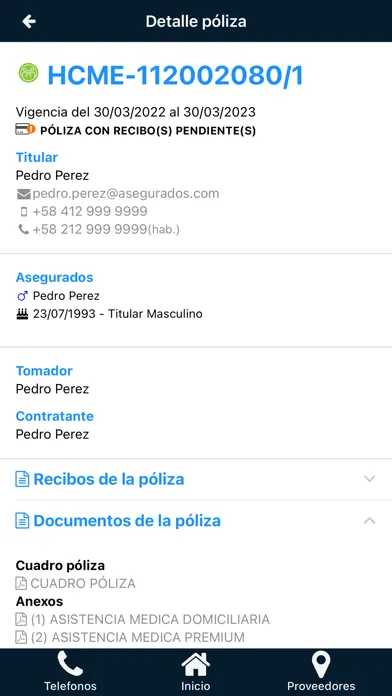 Capturas de tela do Asegurado