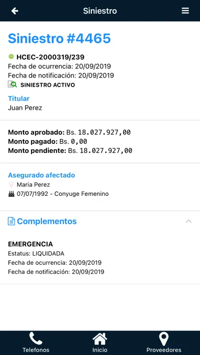 Capturas de tela do Asegurado
