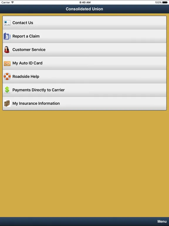 Ảnh chụp màn hình của Consolidated Union iPad 