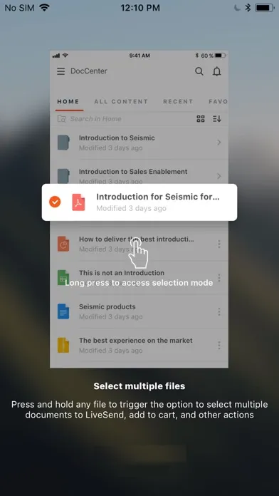 Capturas de tela do Seismic DocCenter | BlackBerry