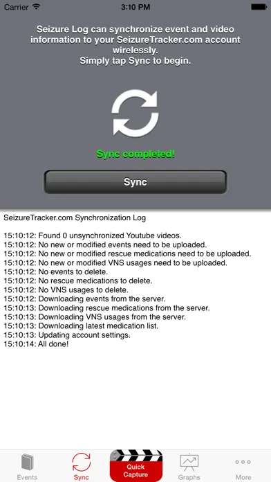Capturas de tela do Seizure Tracker