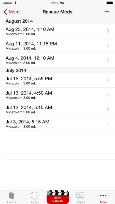 Capturas de tela do Seizure Tracker