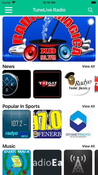 TuneLive Radio Screenshots