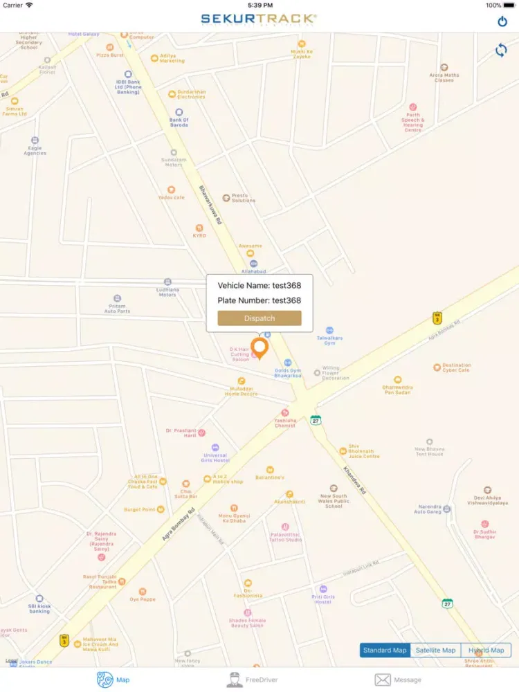 Ảnh chụp màn hình của SekurTrack Dispatch iPad 