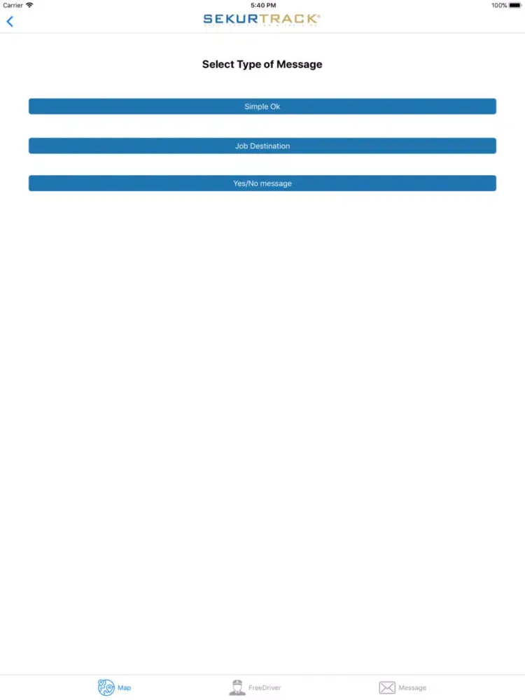 Ảnh chụp màn hình của SekurTrack Dispatch iPad 