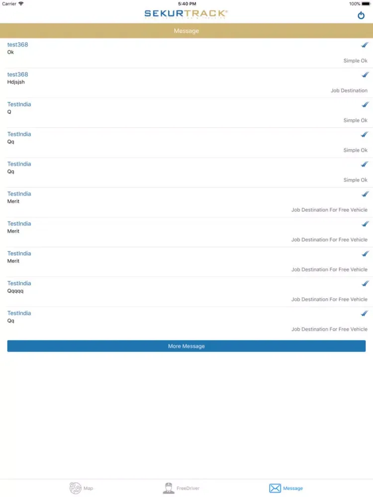 Ảnh chụp màn hình của SekurTrack Dispatch iPad 