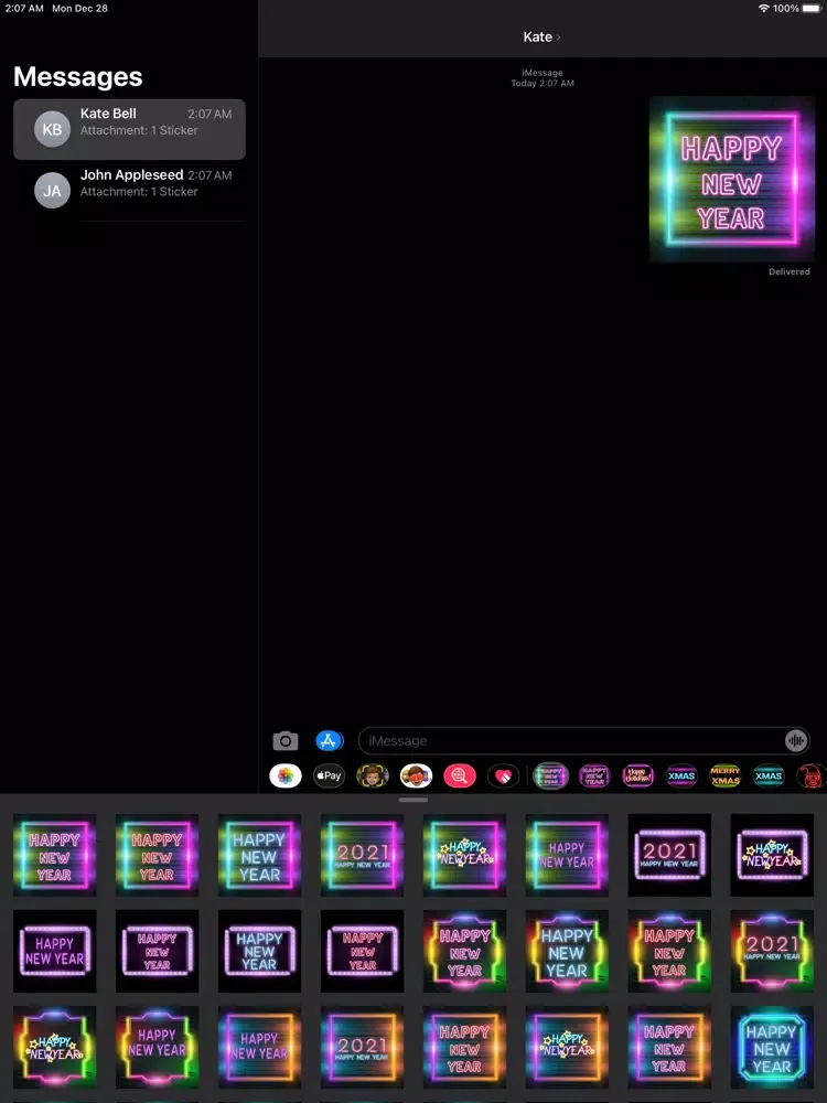 Captures d'écran de 2021 New Year Neon Stickers iPad 