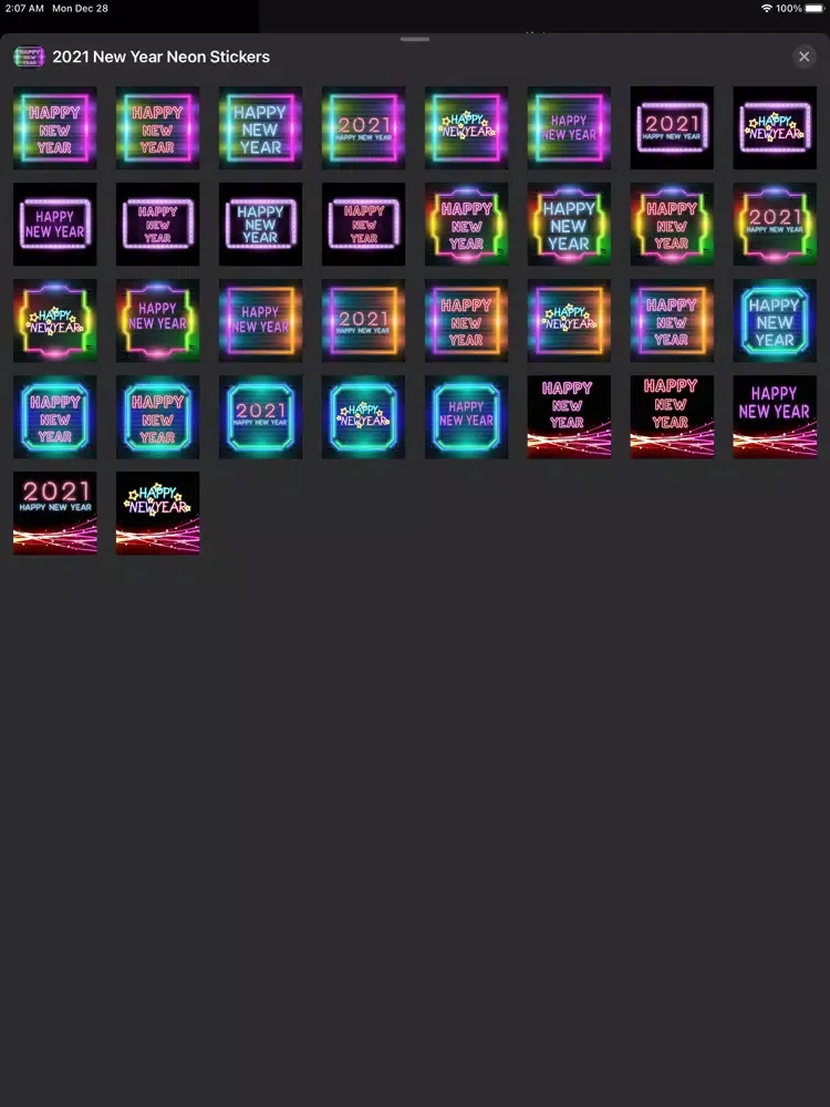 Captures d'écran de 2021 New Year Neon Stickers iPad 