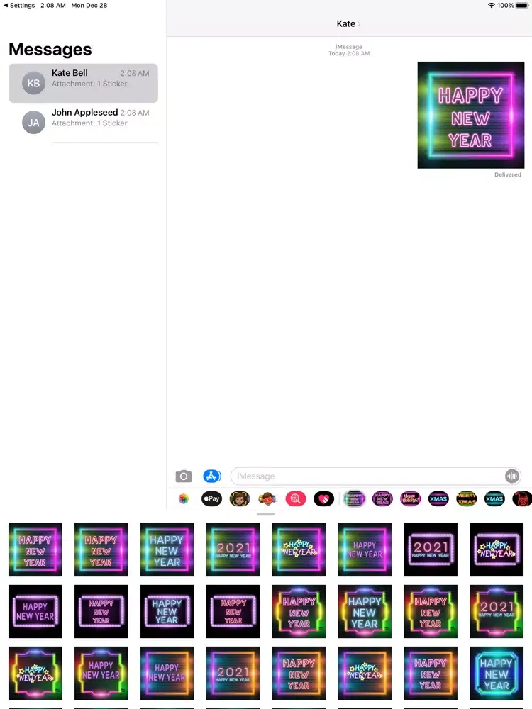 Captures d'écran de 2021 New Year Neon Stickers iPad 