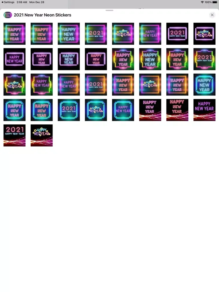 Captures d'écran de 2021 New Year Neon Stickers iPad 