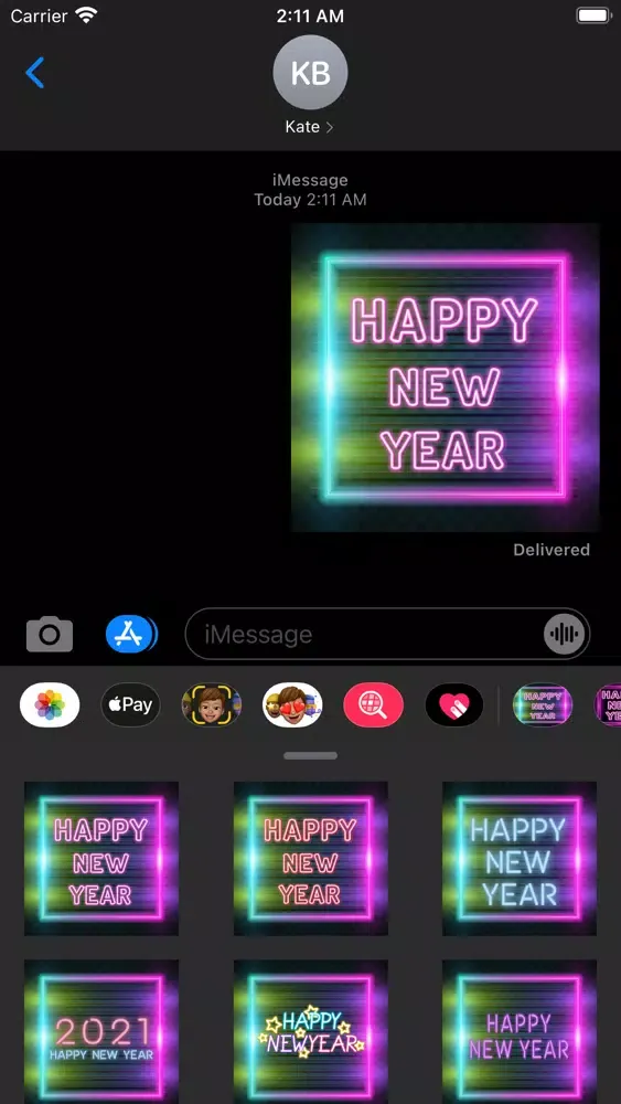 Captures d'écran de 2021 New Year Neon Stickers