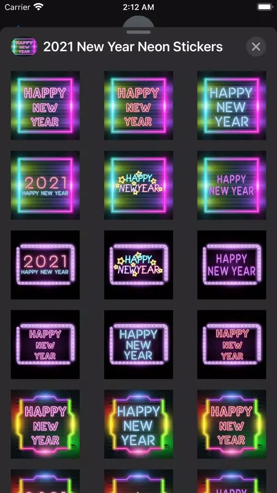 Captures d'écran de 2021 New Year Neon Stickers