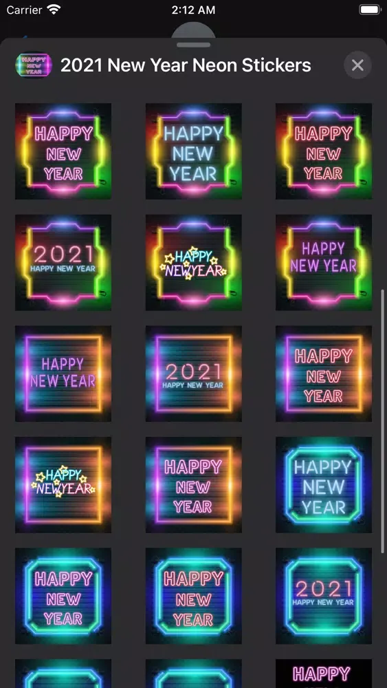 Captures d'écran de 2021 New Year Neon Stickers