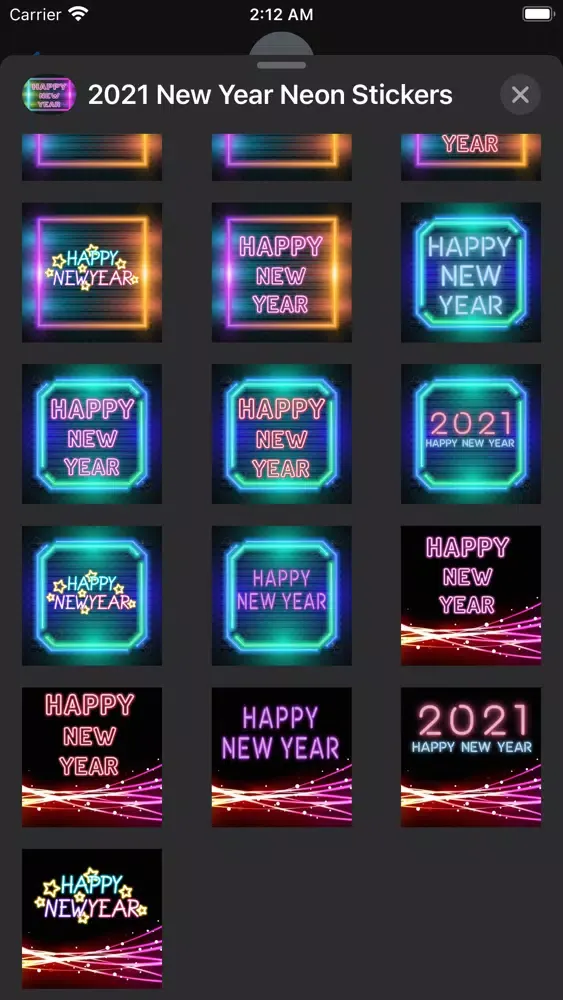 Captures d'écran de 2021 New Year Neon Stickers