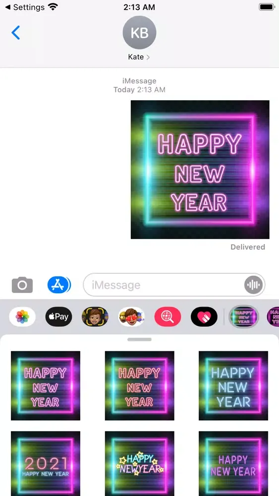 Captures d'écran de 2021 New Year Neon Stickers