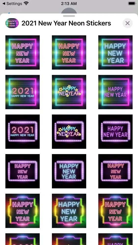 Captures d'écran de 2021 New Year Neon Stickers