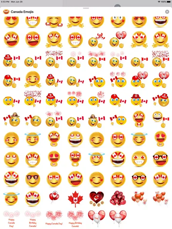 Tangkapan layar Canada Emojis iPad 