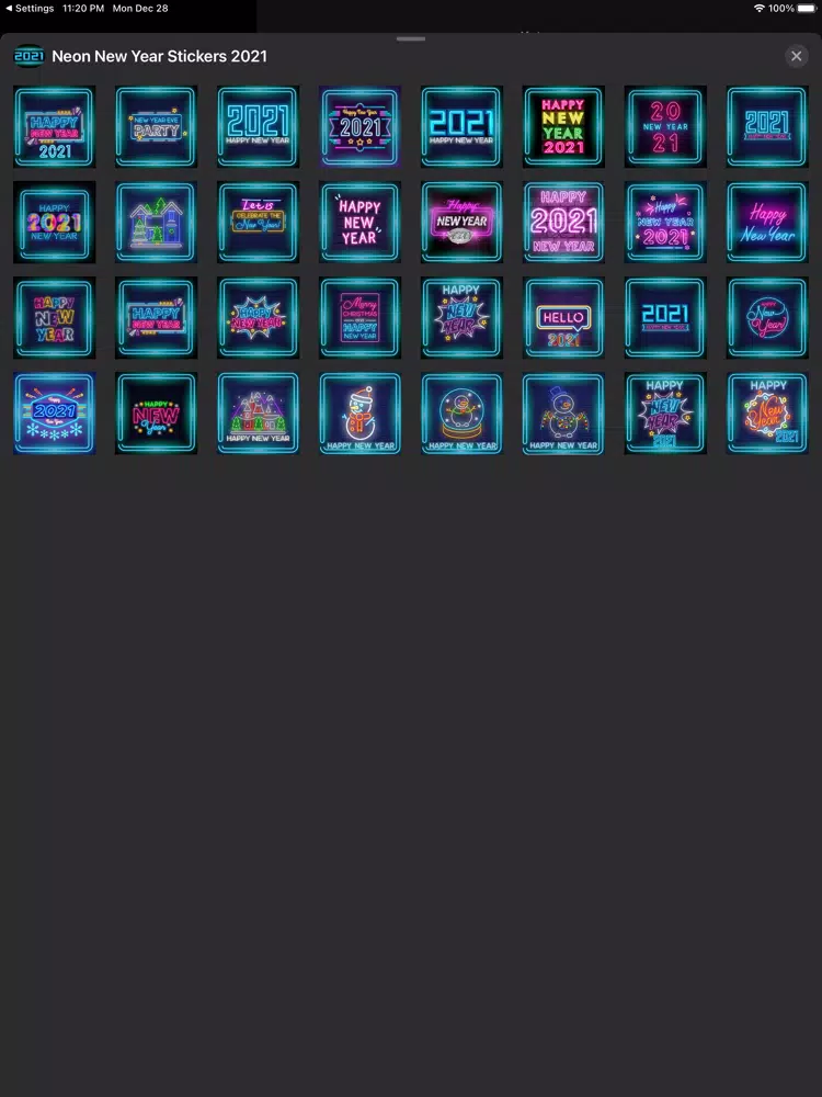 Neon New Year Stickers 2021 iPad  स्क्रीनशॉट