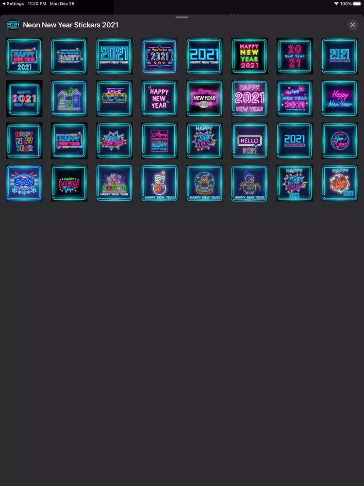 ภาพหน้าจอของ Neon New Year Stickers 2021 iPad 