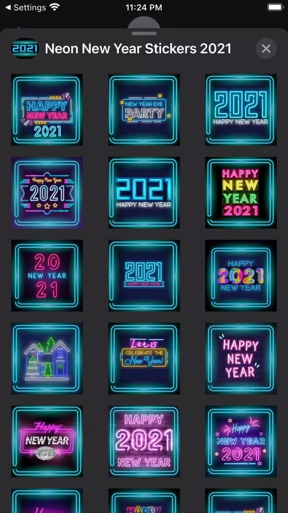 ภาพหน้าจอของ Neon New Year Stickers 2021