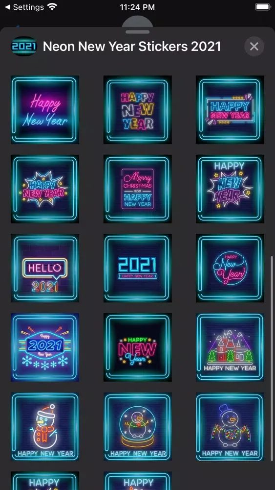 ภาพหน้าจอของ Neon New Year Stickers 2021
