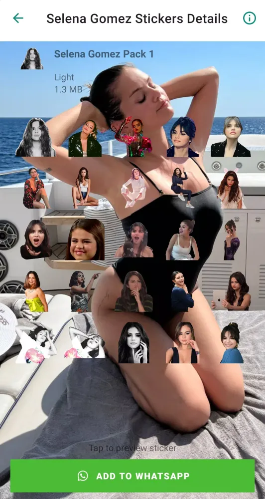 Selena Gomez WA Stickers App Screenshots