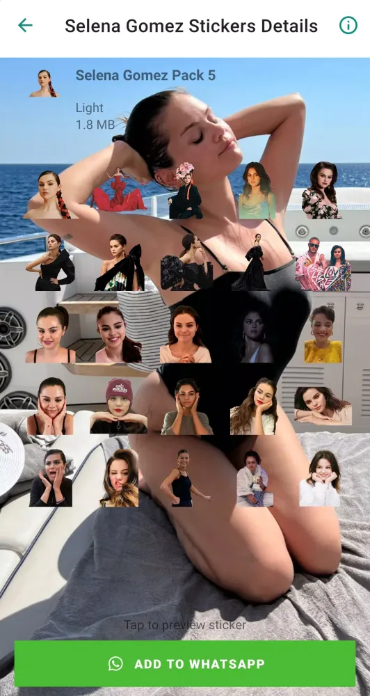 Selena Gomez WA Stickers App Screenshots