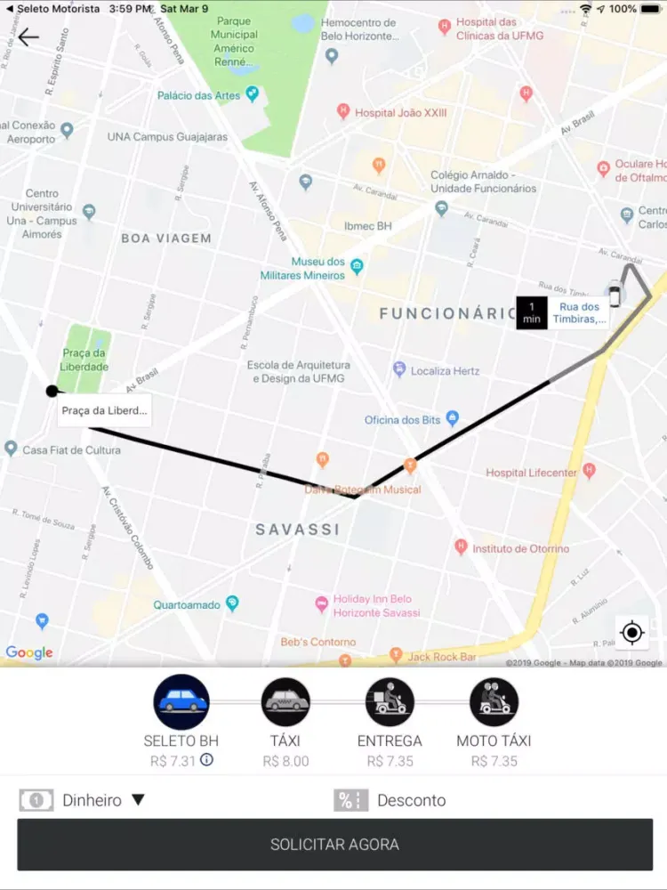 Tangkapan layar Seleto Passageiro iPad 