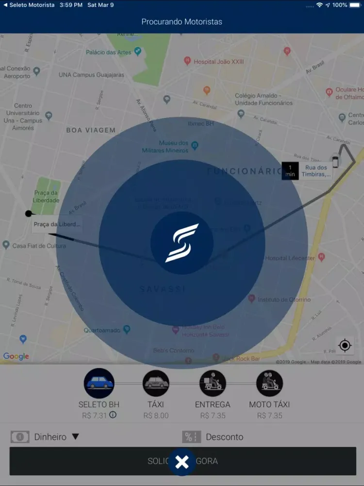 Tangkapan layar Seleto Passageiro iPad 