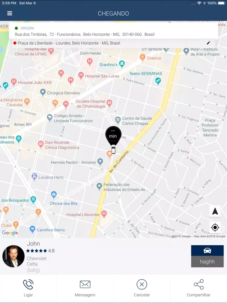 Tangkapan layar Seleto Passageiro iPad 