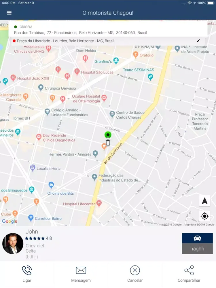 Tangkapan layar Seleto Passageiro iPad 