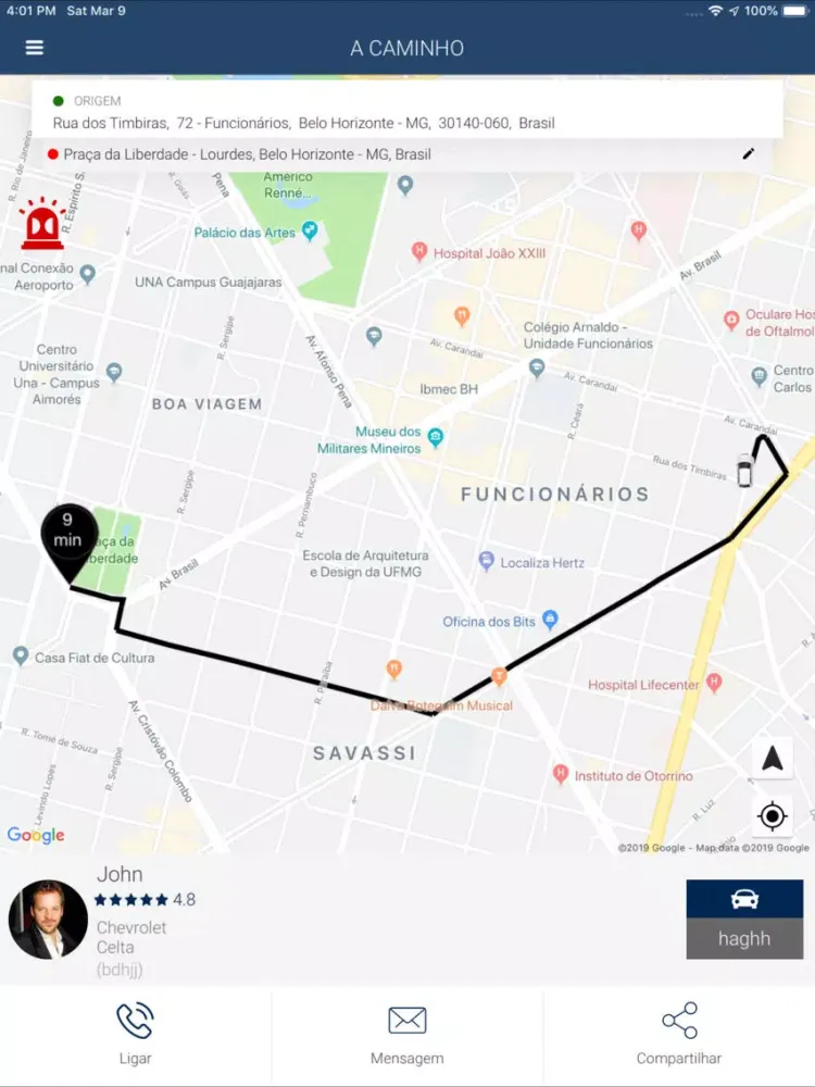 Tangkapan layar Seleto Passageiro iPad 