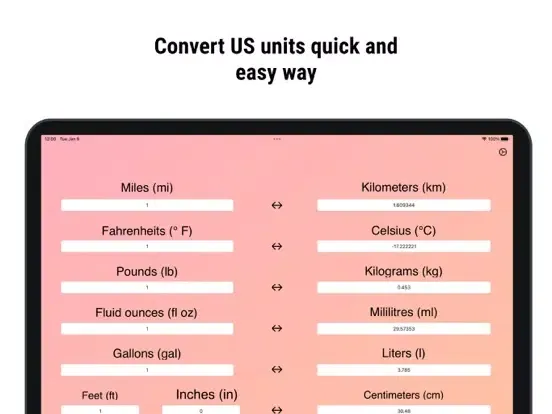 USA Unit Converter iPad 应用截图