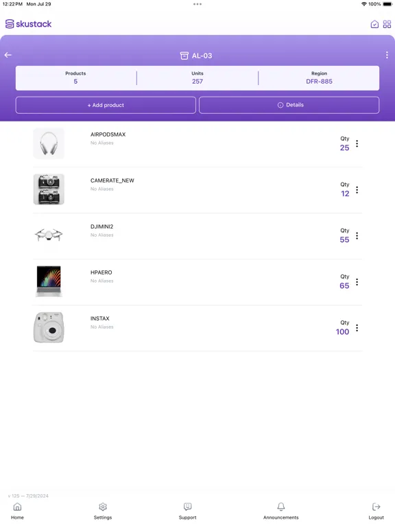 ภาพหน้าจอของ Skustack iPad 